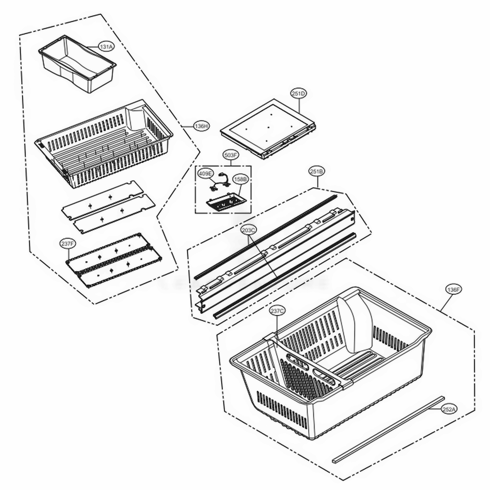 Freezer Parts Diagram and Parts List for LMX28994ST ASTCNA2 LG Refrigerator