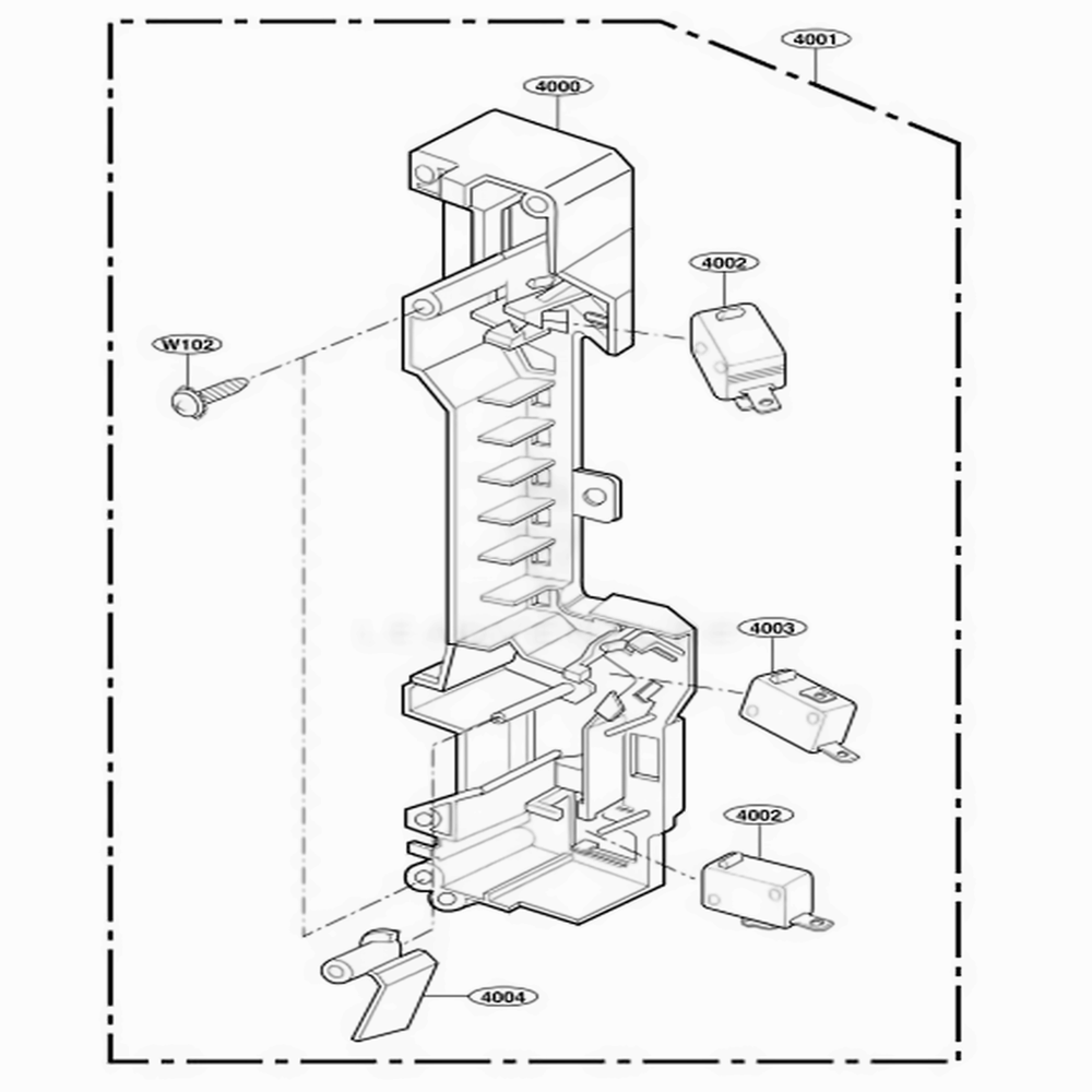 Latch Board Parts Diagram and Parts List for 86019 ABKESEA LG Range