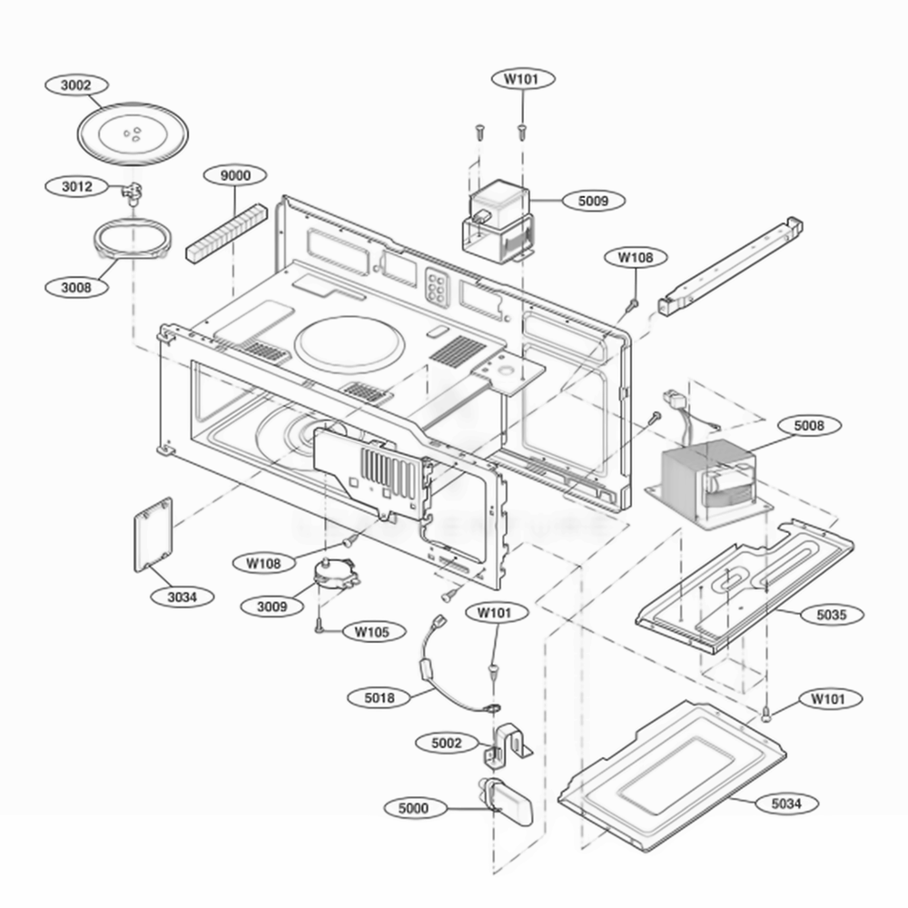 Interior Parts 1 Diagram and Parts List for 62759 ABKESEA LG Range