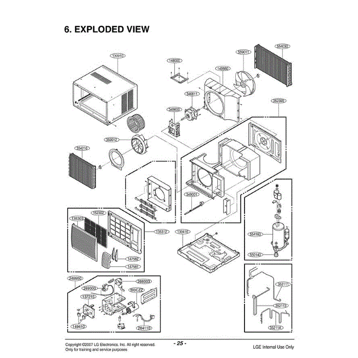 Section Diagram and Parts List for R1404 AWYCUSG LG Air Conditioner