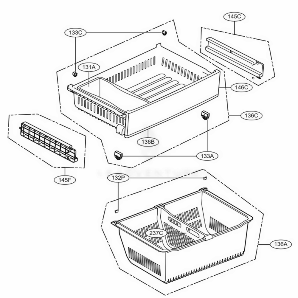 Freezer Parts Diagram and Parts List for LFCC22426S ASTCNA2 LG Refrigerator