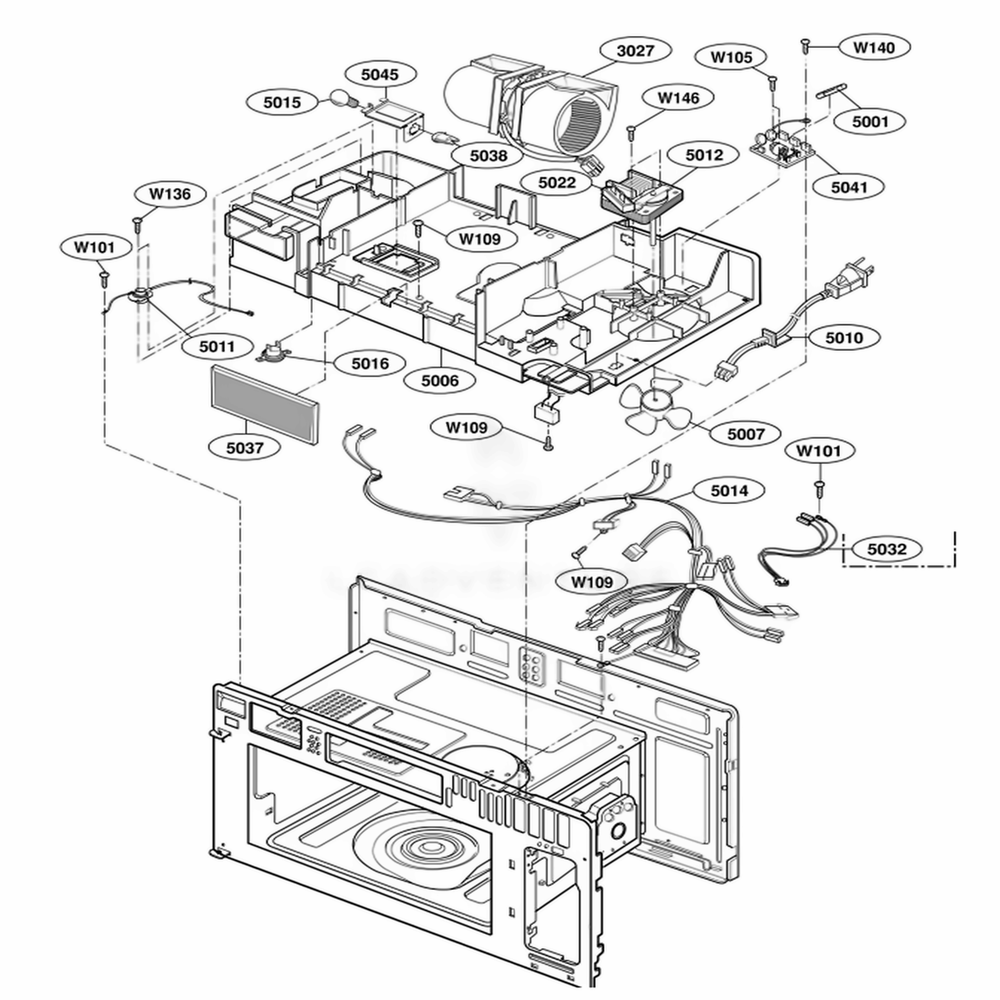 Interior Parts 2 Diagram and Parts List for HMV9306 ABKEBSU LG Range