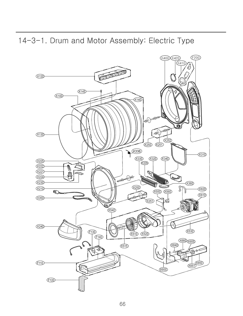 Drum And Motor Assembly Diagram and Parts List for RV1380AS8N ABWEEUS LG Dryer