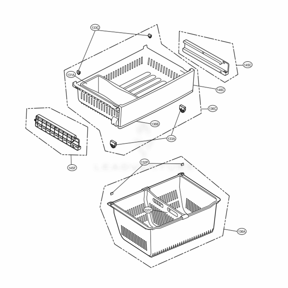 Freezer Parts Diagram and Parts List for LFXS26596S ASTCNA2 LG Refrigerator