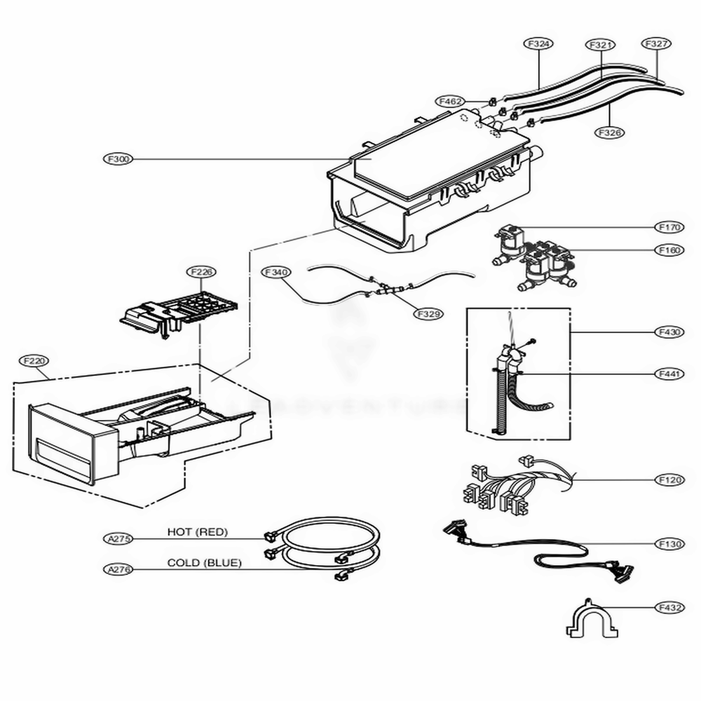 Dispenser Assembly Diagram and Parts List for GCWP1069CD2 ASSEELC LG Washer