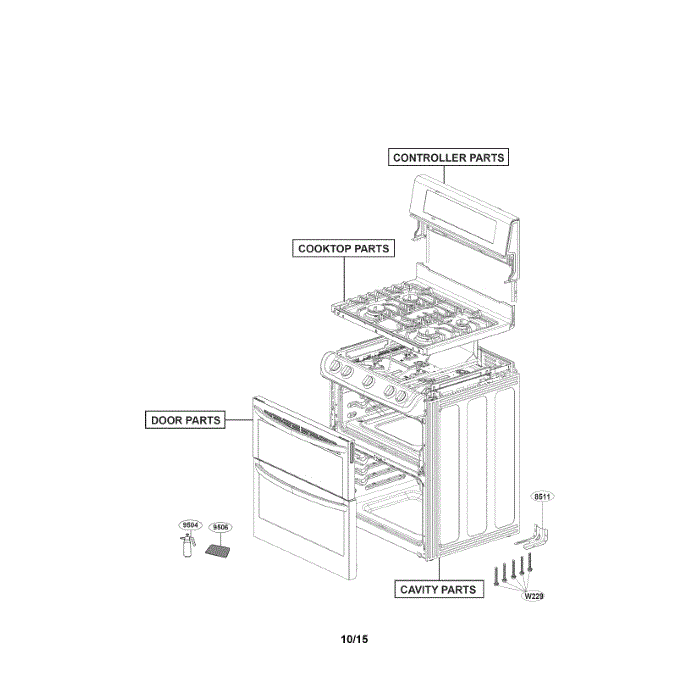 Accessory Diagram and Parts List for LDG4315ST 00 LG Range