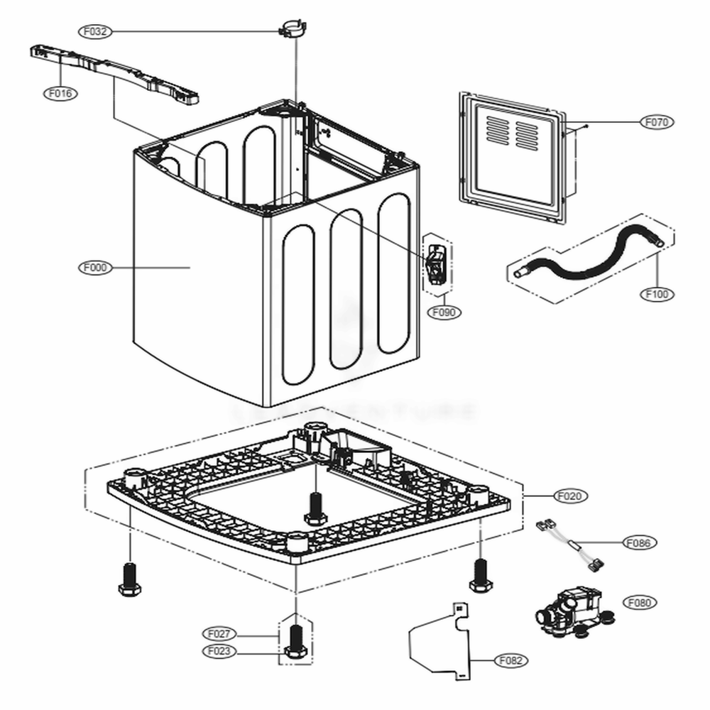 Outer Case Assembly Diagram and Parts List for WT1501CW ABWEEUS LG Washer