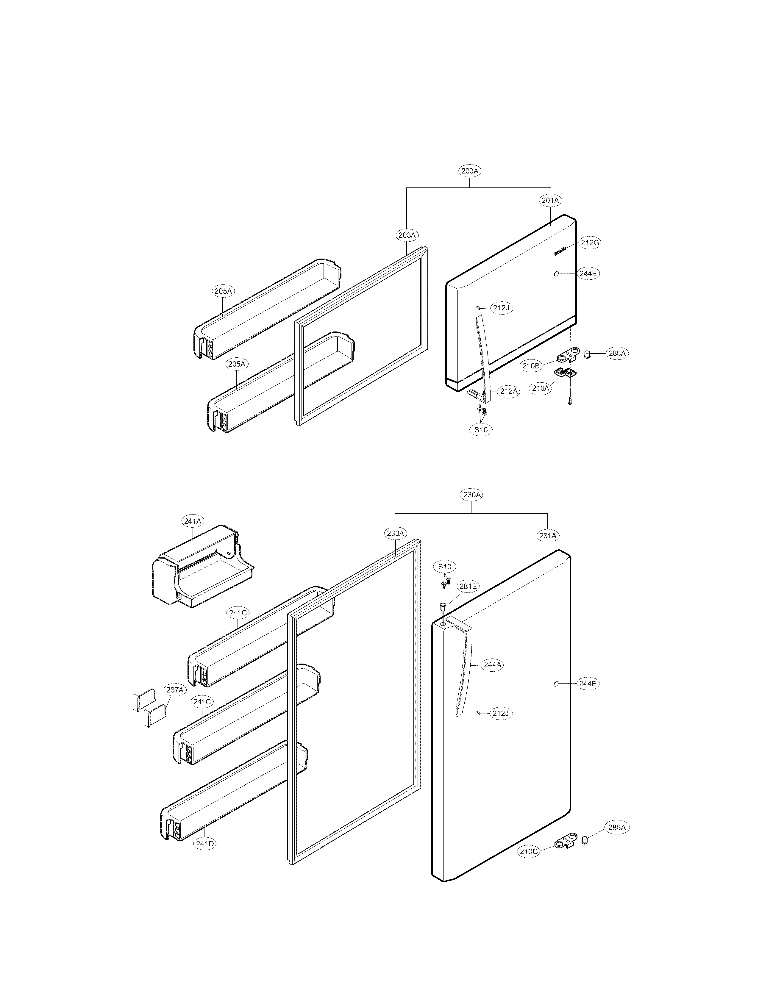 Door Parts Diagram and Parts List for 79579433213  Kenmore Refrigerator