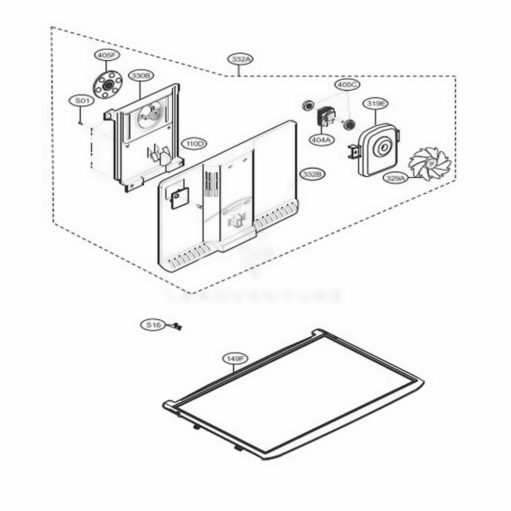 Freezer Parts Diagram and Parts List for LTCS24223S ASTCNA8 LG Refrigerator
