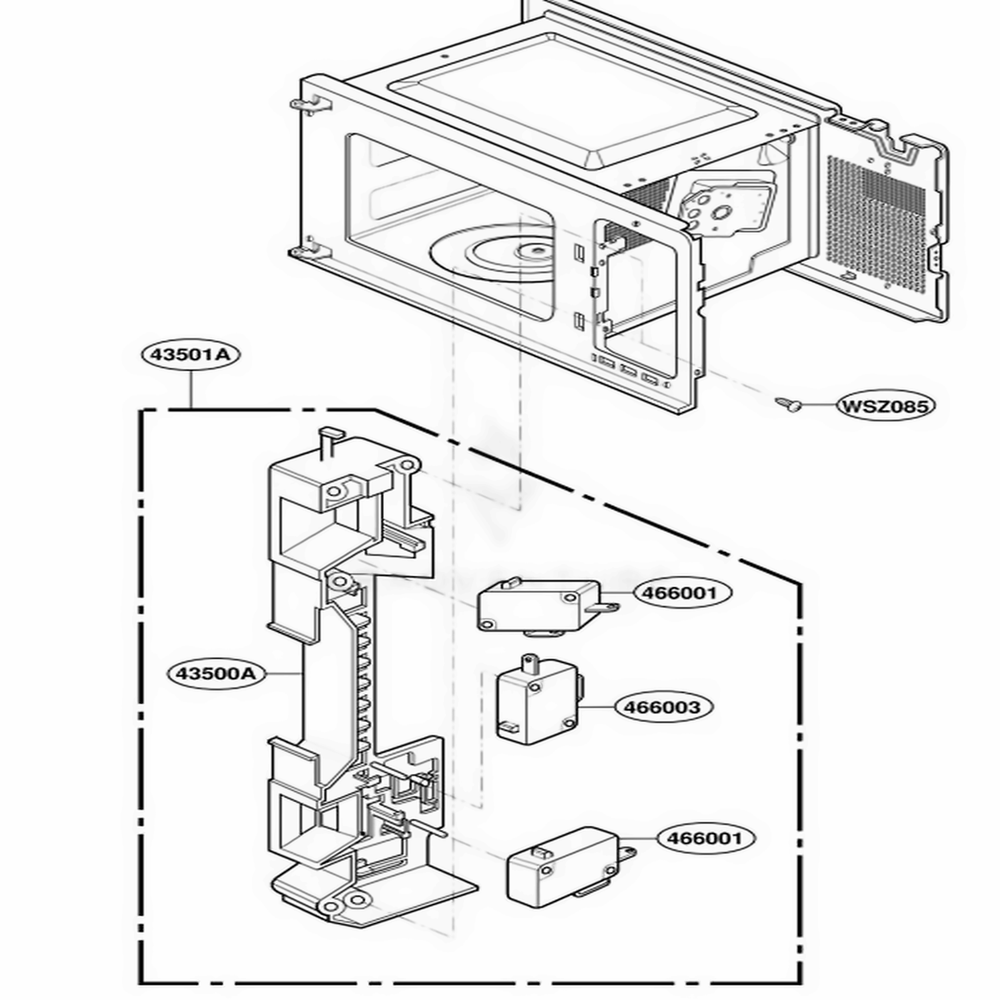 Latch Board Parts Diagram and Parts List for YMT3110SHQ MWEWPC LG Range