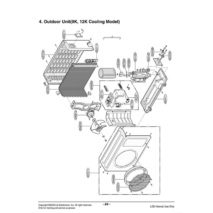 Section Diagram and Parts List for LSUJ0910CL AMBCEUS LG Air Conditioner