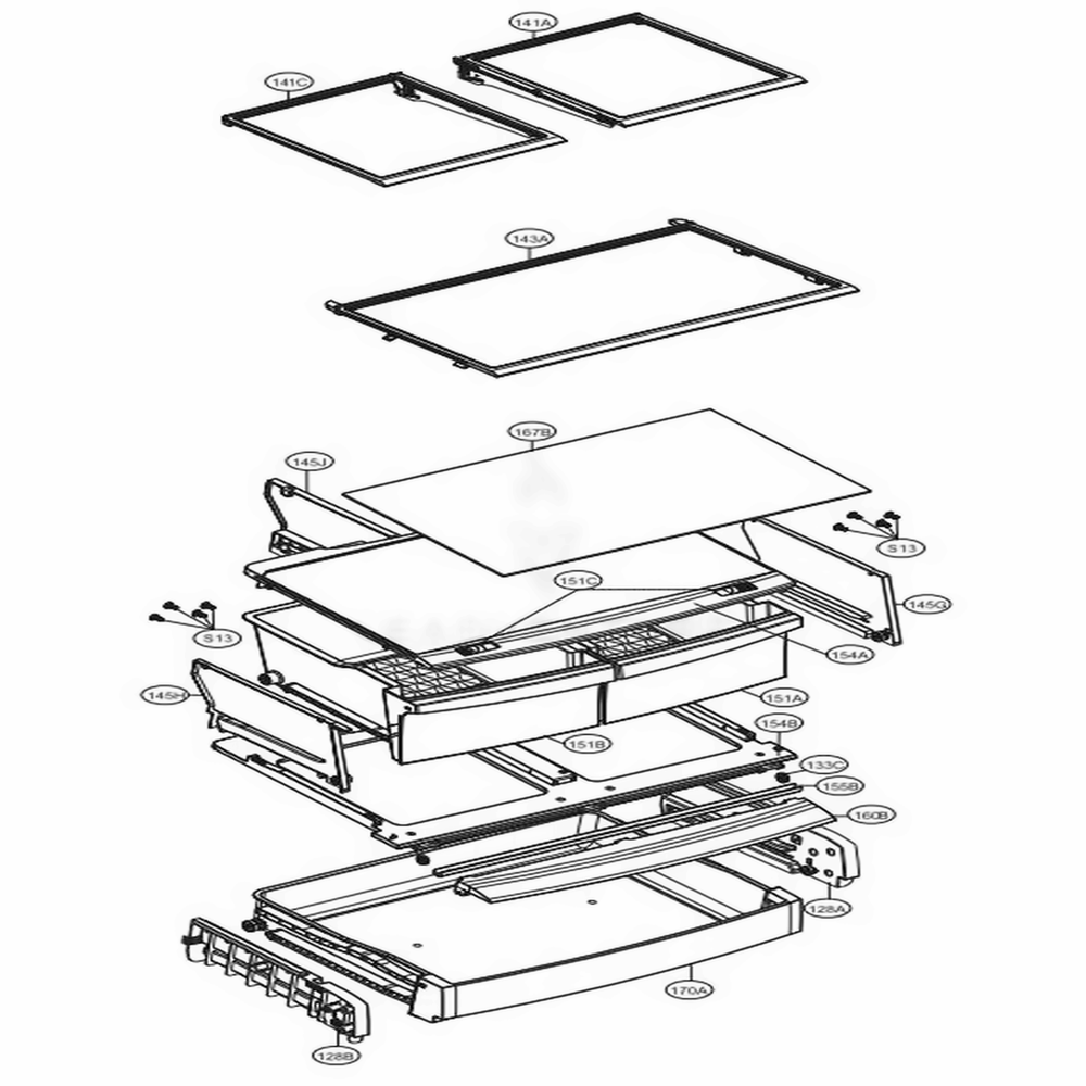 Refrigerator Parts Diagram and Parts List for 79023 ASTCSE4 LG Refrigerator