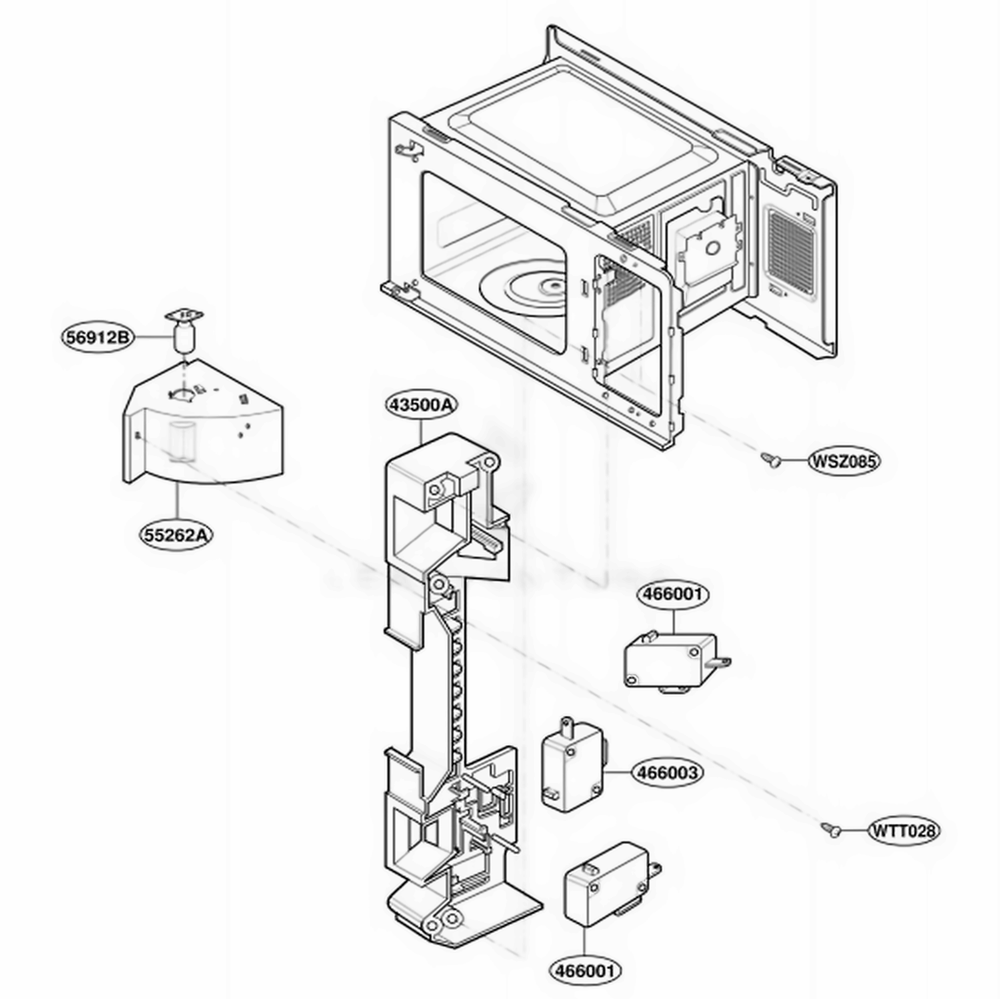 Suction Guide Parts Diagram and Parts List for MMC5086AAW CWHEMTG LG Wall Oven
