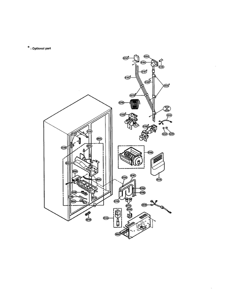 Ice And Water Diagram and Parts List for LRSPC2031NI  LG Refrigerator