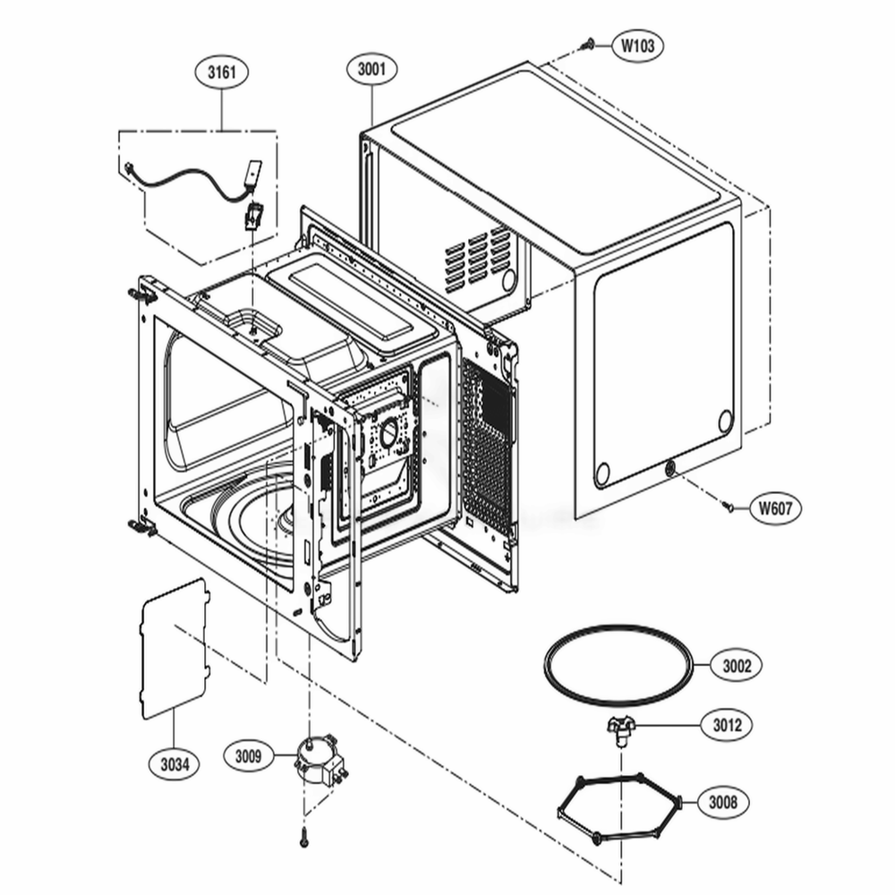Oven Cavity Parts Diagram and Parts List for LMC0975SW CW1ELNA LG Wall Oven