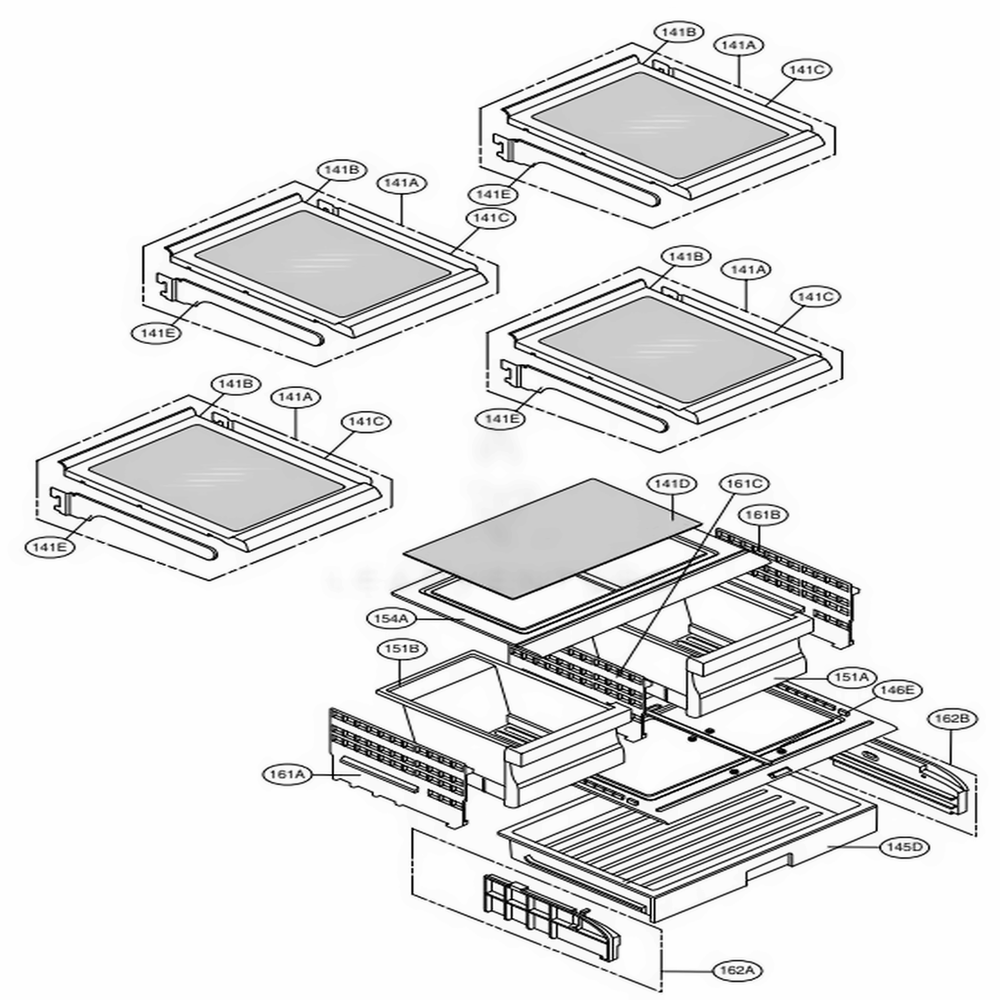 Refrigerator Parts Diagram and Parts List for LFX25974ST ASTCNA6 LG Refrigerator