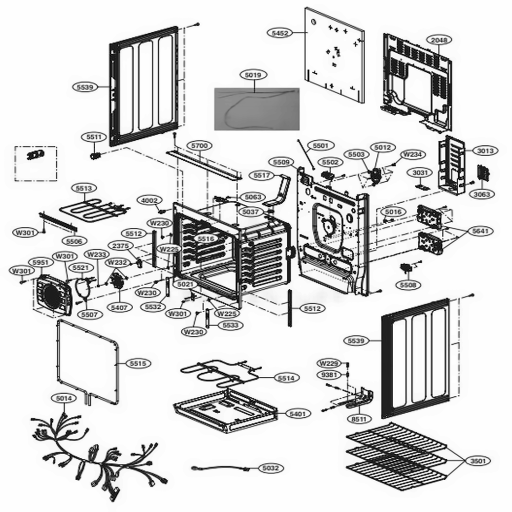 Cavity Parts Diagram and Parts List for LREL6325F FRSLLGA LG Range