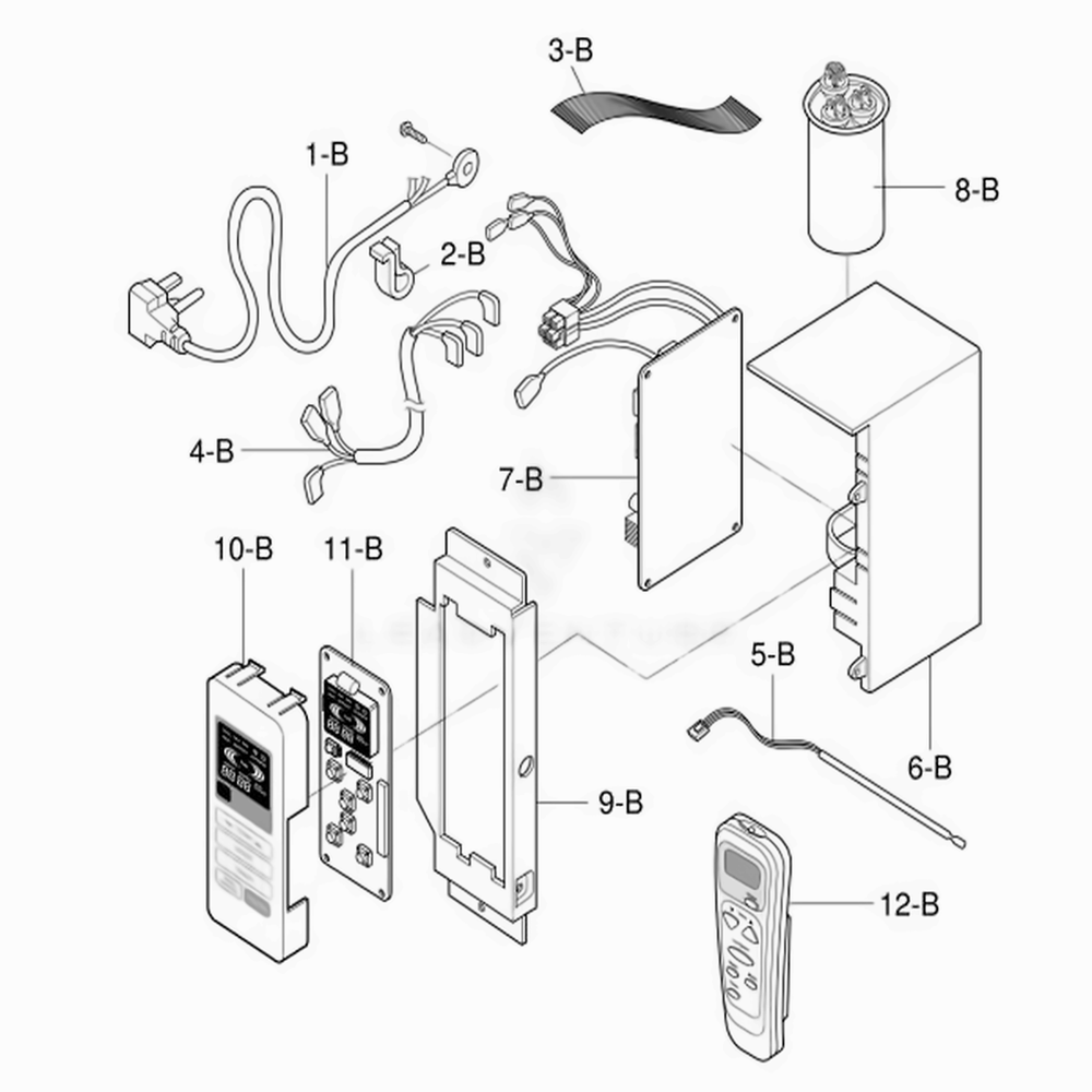 Control Box Assembly Diagram and Parts List for LWC061JFMJ0 AWYASRU LG Air Conditioner