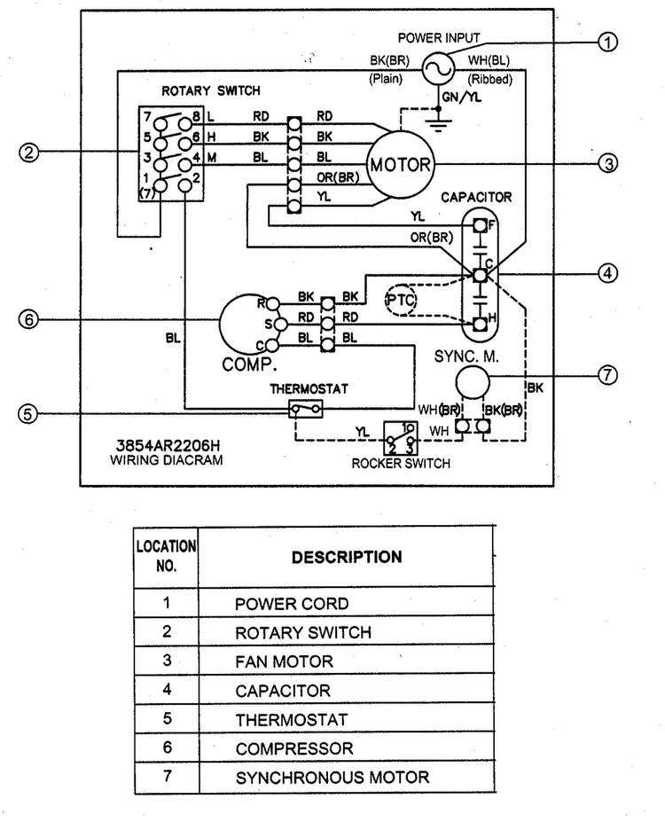 Wiring Diagram Diagram and Parts List for M1803R  LG Air Conditioner