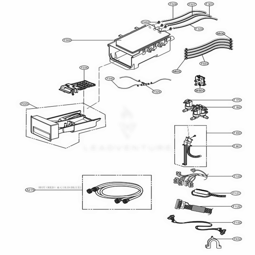 Dispenser Assembly 2 Diagram and Parts List for GCWL1069CS1 ABWEELC LG Washer