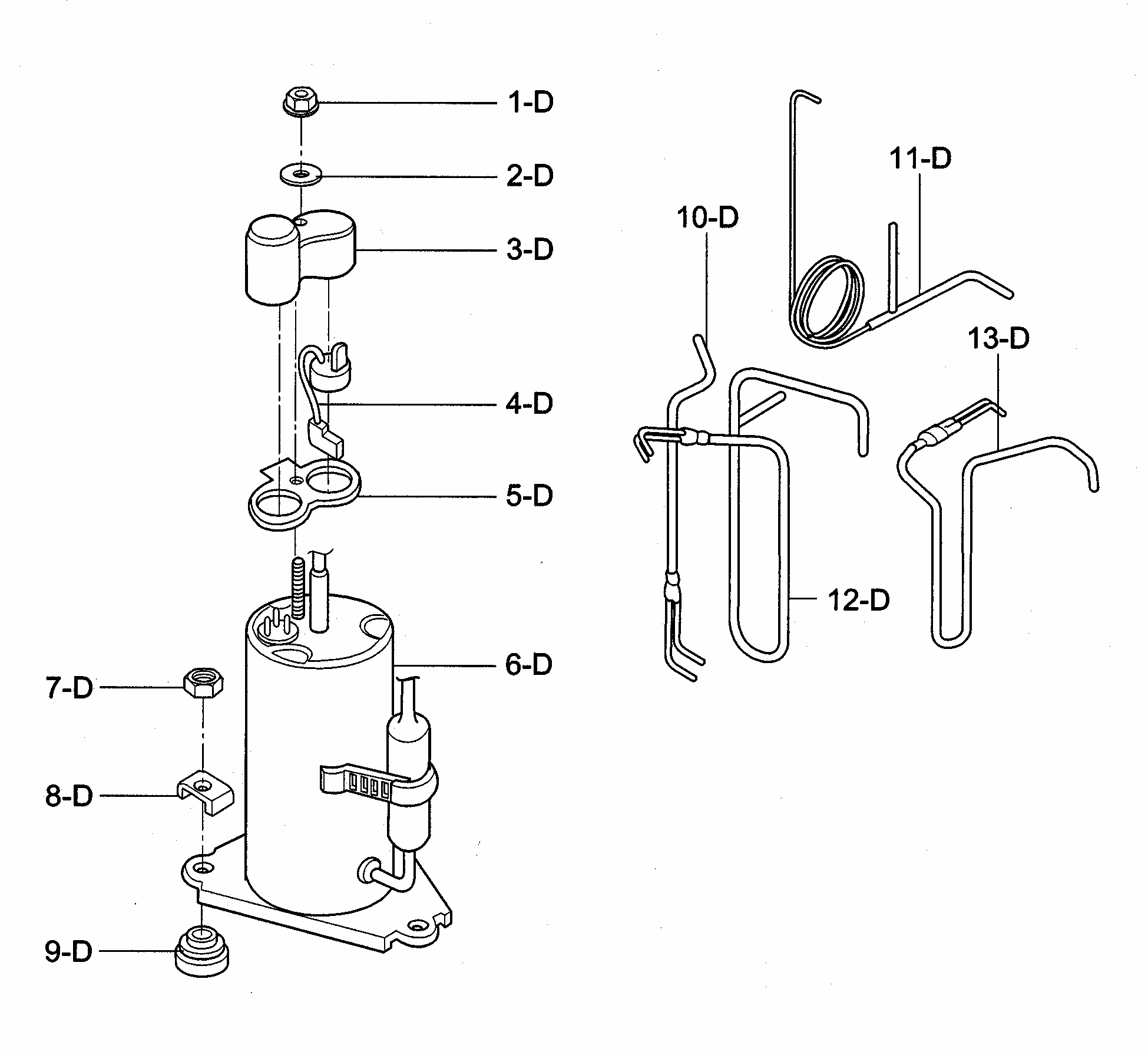 Compressor Parts Diagram and Parts List for 58072059200  Kenmore Air Conditioner