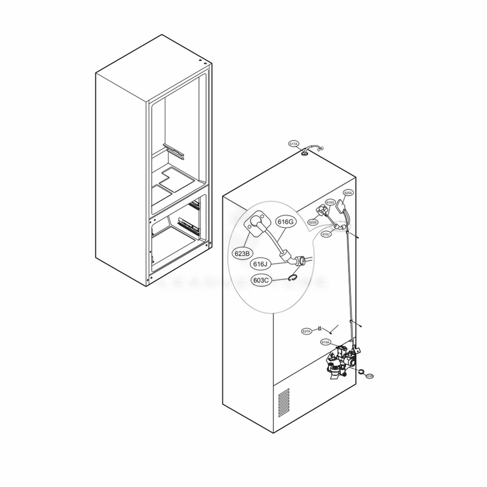 Valve And Water Tube Parts Diagram and Parts List for LFXS30796S ASTCNA1 LG Refrigerator