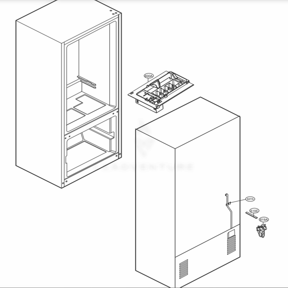 Icemaker Parts Diagram and Parts List for 79412 ASWCSE0 LG Refrigerator