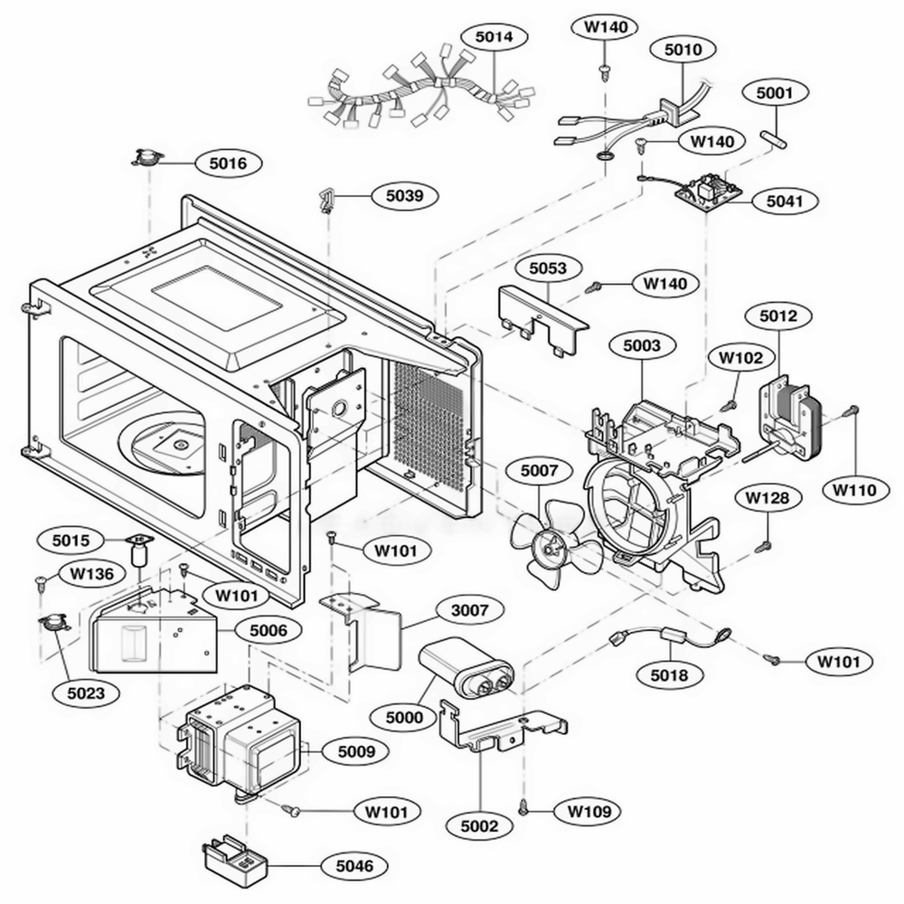 Interior Parts Diagram and Parts List for LD10D2 AGREAMA LG Range