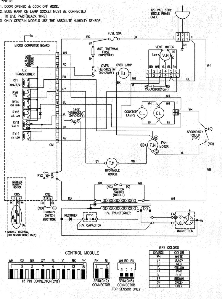 Wiring Diagram Diagram and Parts List for MV-1735W  LG Microwave