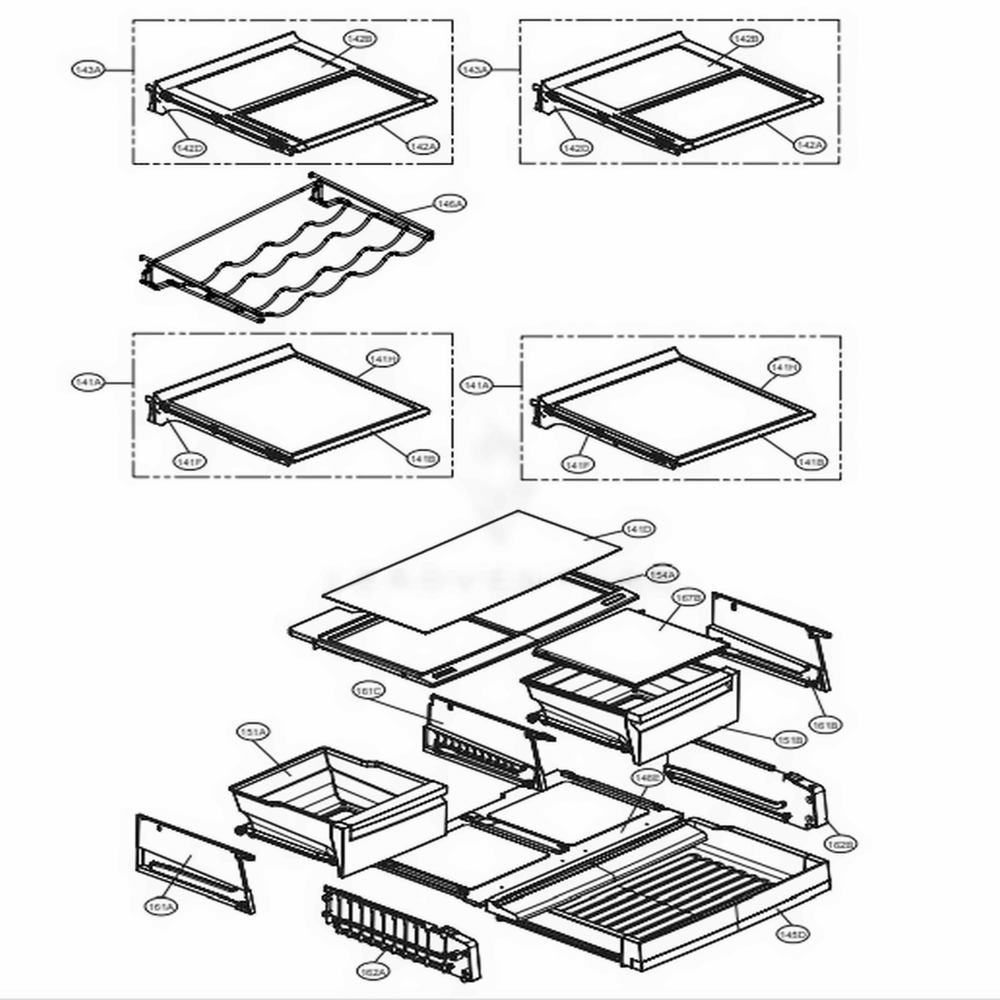 Refrigerator Parts Diagram and Parts List for 79983 ASTCSE1 LG Refrigerator