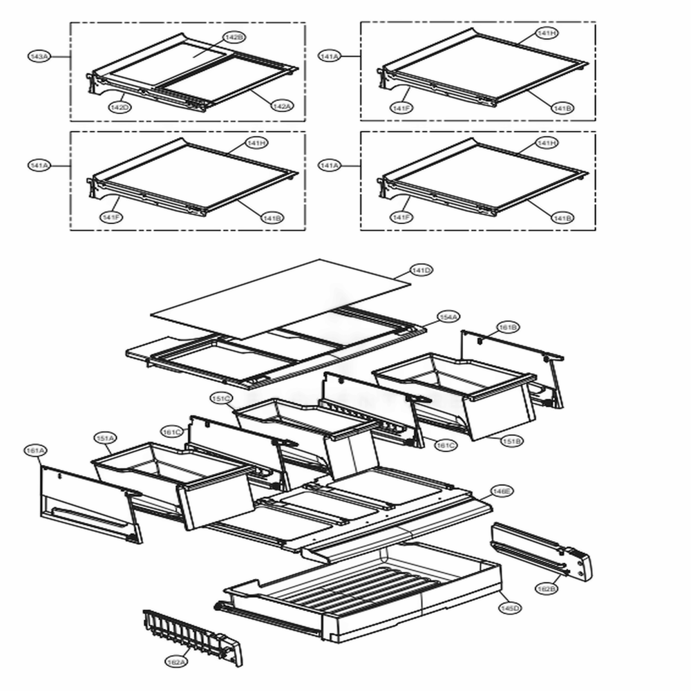Refrigerator Parts Diagram and Parts List for LFXS29626W ASWCNA1 LG Refrigerator
