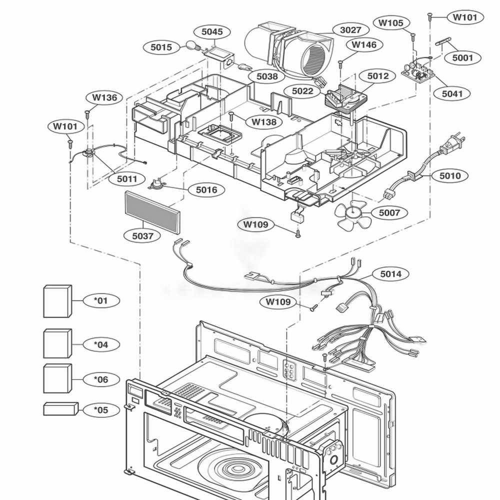 Interior Parts 2 Diagram and Parts List for JMV8196ACQ ABSEJEC LG Range