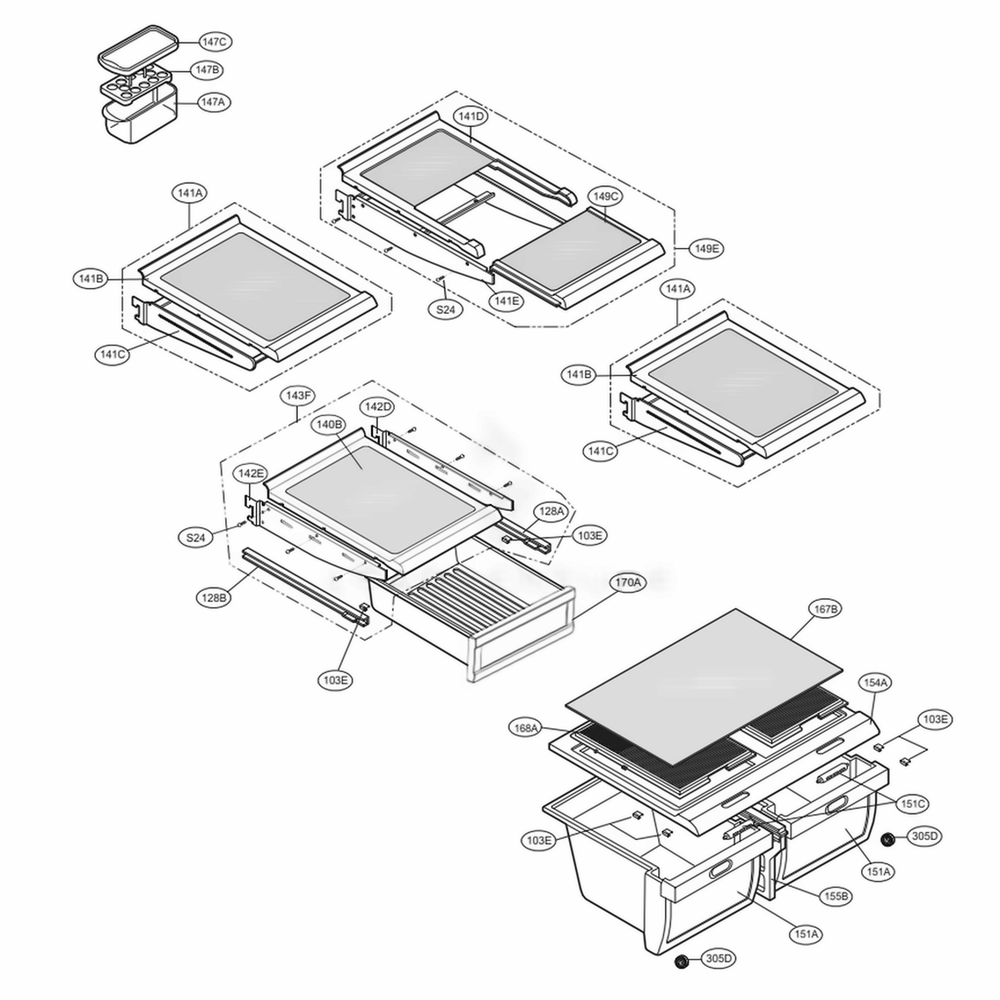 Refrigerator Parts Diagram and Parts List for 78306 ATI5SER LG Refrigerator