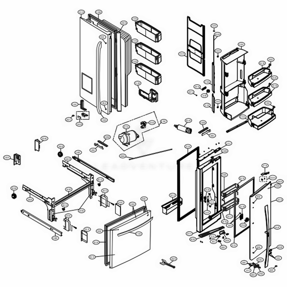 Door Parts Diagram and Parts List for 72373 ASTCSE2 LG Refrigerator