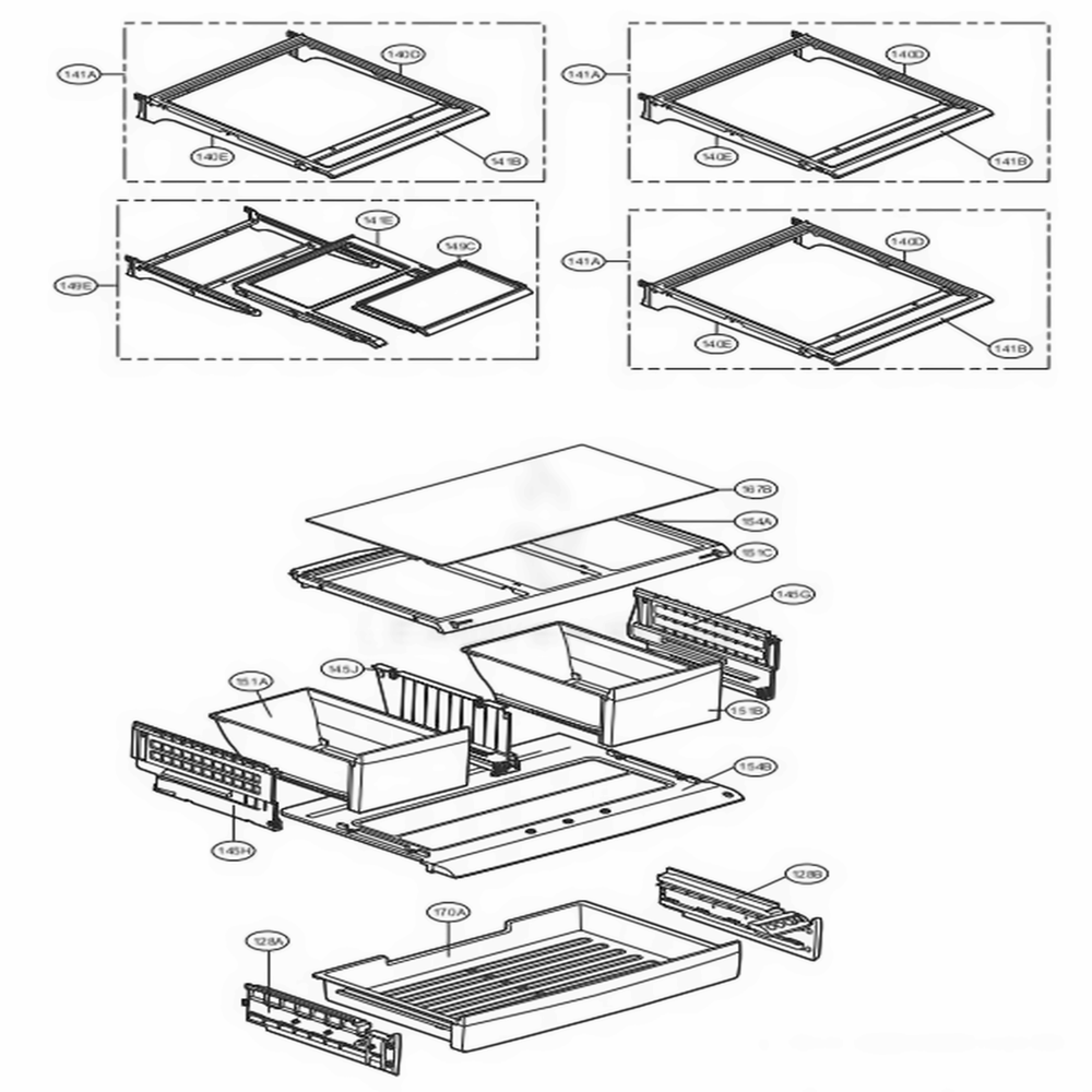 Refrigerator Parts Diagram and Parts List for LFXS24623S ASTCNA0 LG Refrigerator