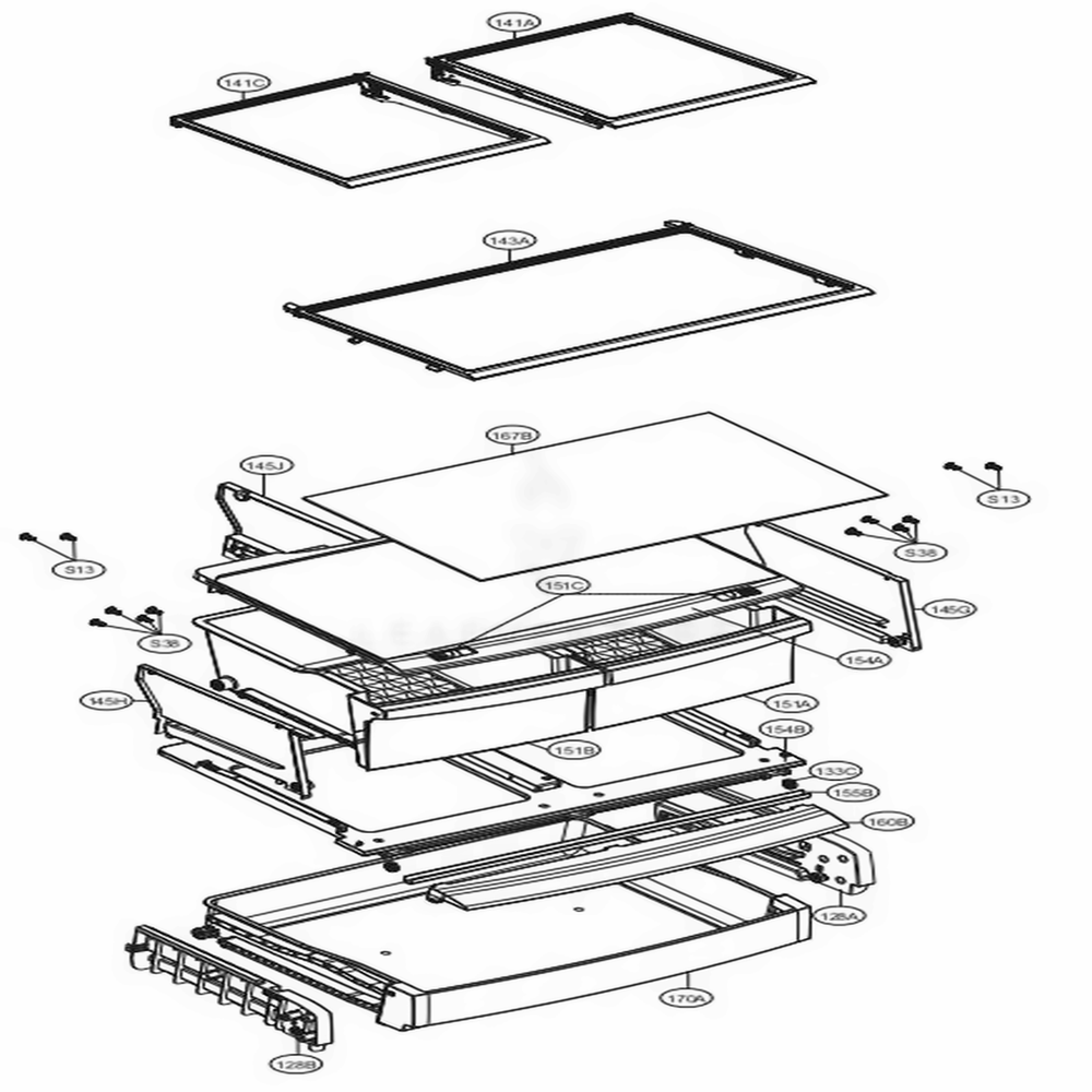 Refrigerator Parts Diagram and Parts List for LDC24370SW ASWCNA1 LG Refrigerator