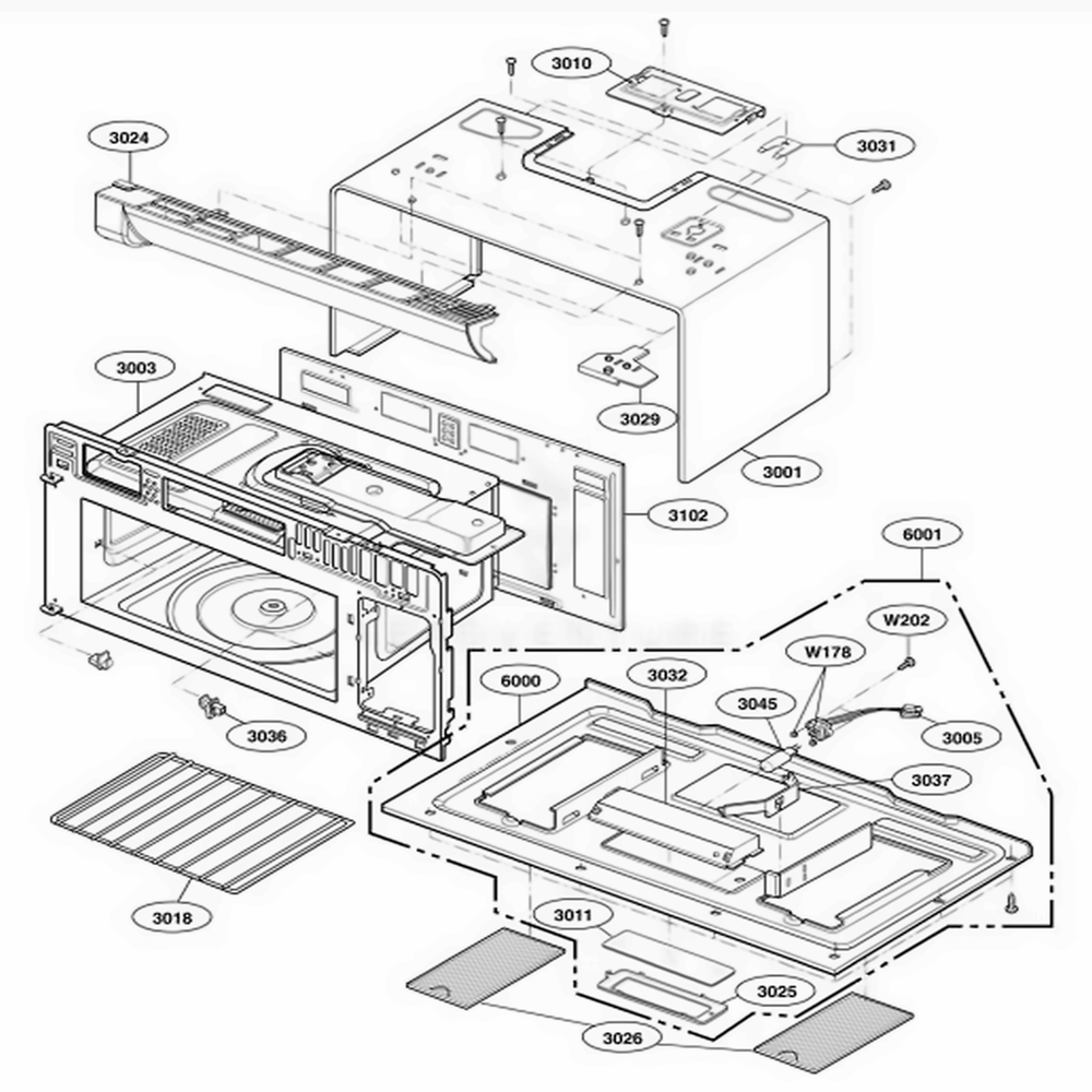 Oven Cavity Parts Diagram and Parts List for 86003 ASBESEA LG Range