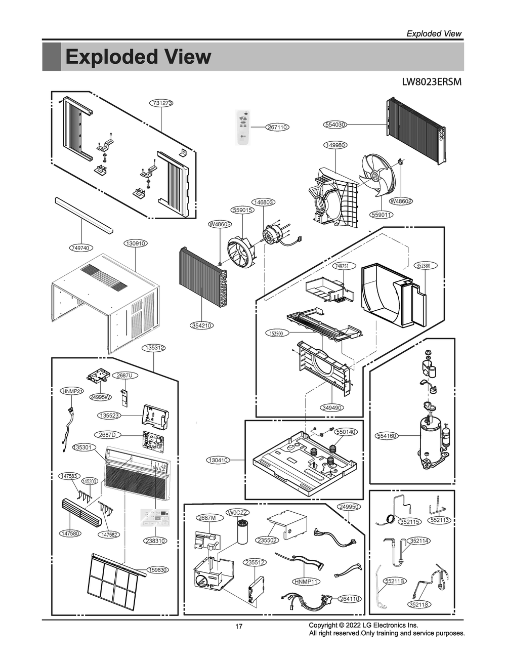 Diagram 1 Diagram and Parts List for LW8023ERSM AT1AUSH LG Air Conditioner