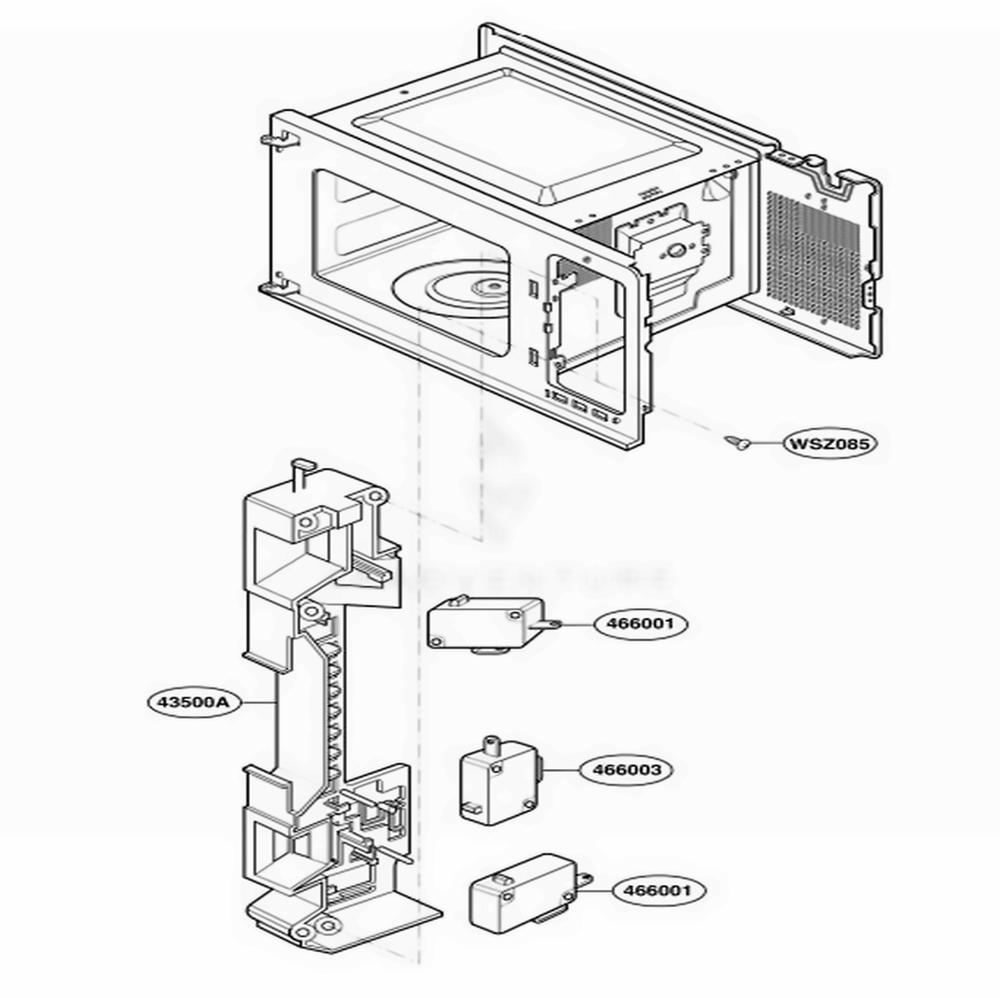 Latch Board Parts Diagram and Parts List for MT4110RPQ0 CWHEWRP LG Wall Oven