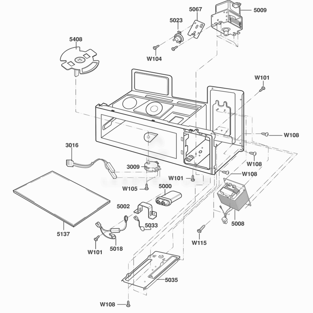 Interior Parts 1 Diagram and Parts List for DOTRC11B ABKEDOM LG Wall Oven