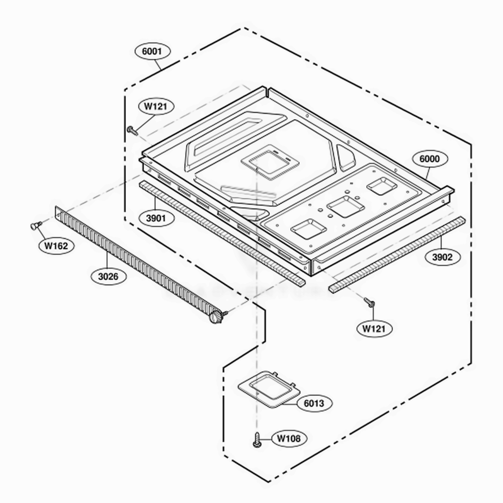 Base Plate Parts Diagram and Parts List for DFS11EA ASTQMTR LG Range
