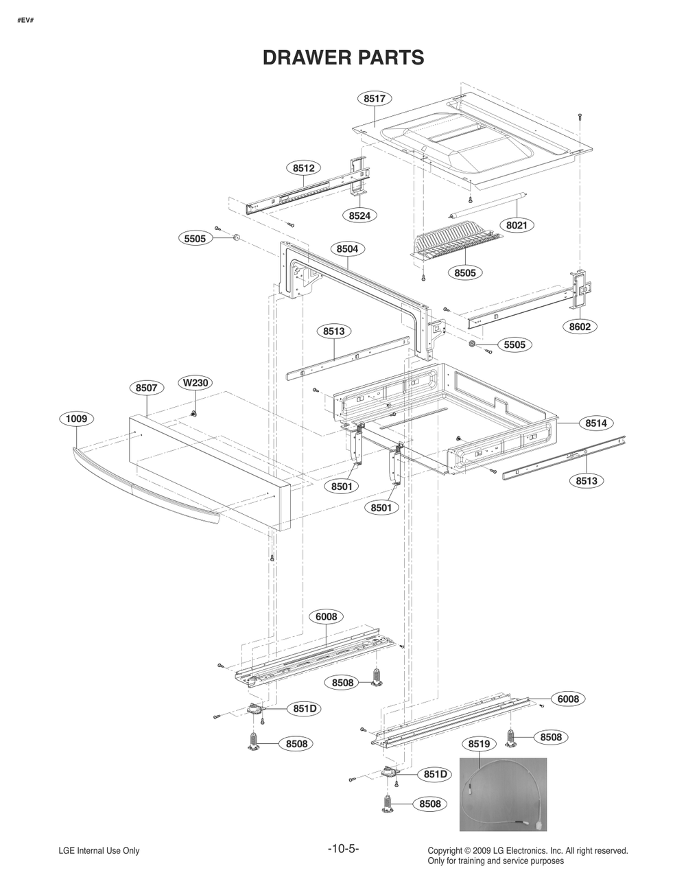 Drawer Parts Diagram and Parts List for FG4763LS ASTELGA LG Range