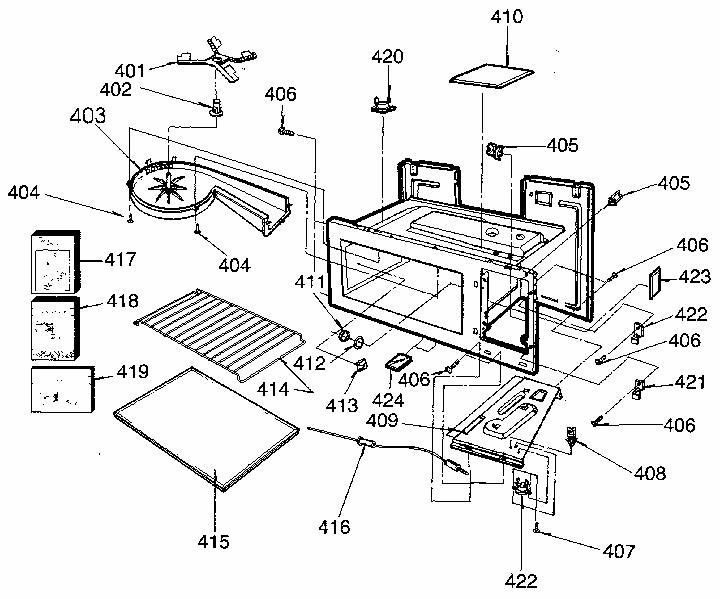 Cavity Diagram and Parts List for 7218915080  Kenmore Microwave