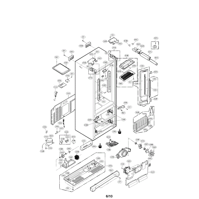 Case Diagram and Parts List for LMX25984SB 00 LG Refrigerator