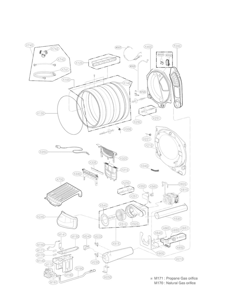 Drum Parts Diagram and Parts List for DLGX9001V  LG Dryer