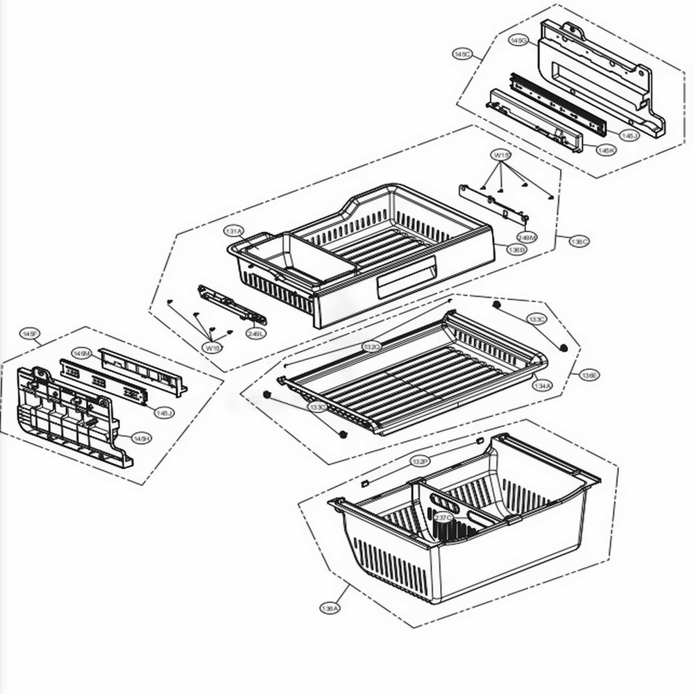 Freezer Parts Diagram and Parts List for LFXS30766S ASTCNA5 LG Refrigerator