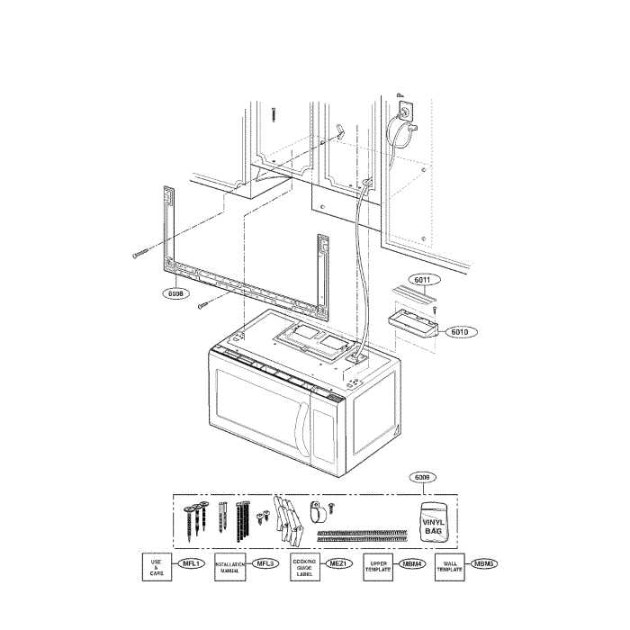 Installation Diagram and Parts List for LMV2015SB 00 LG Microwave Oven Combo
