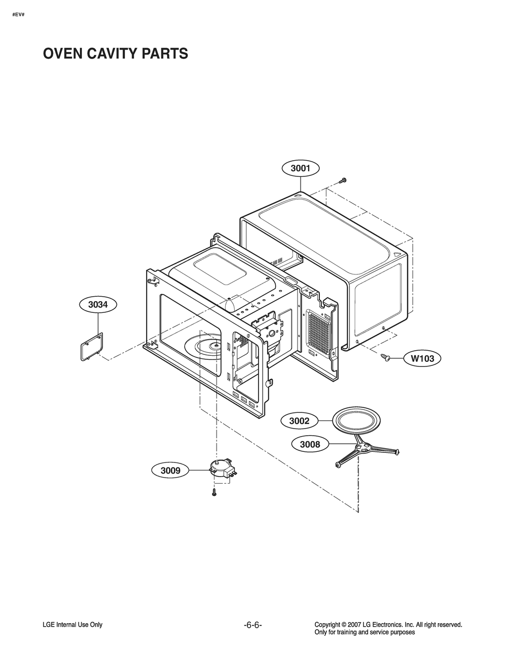 Oven Cavity Parts Diagram and Parts List for MS1142G CBKEBBY LG Microwave