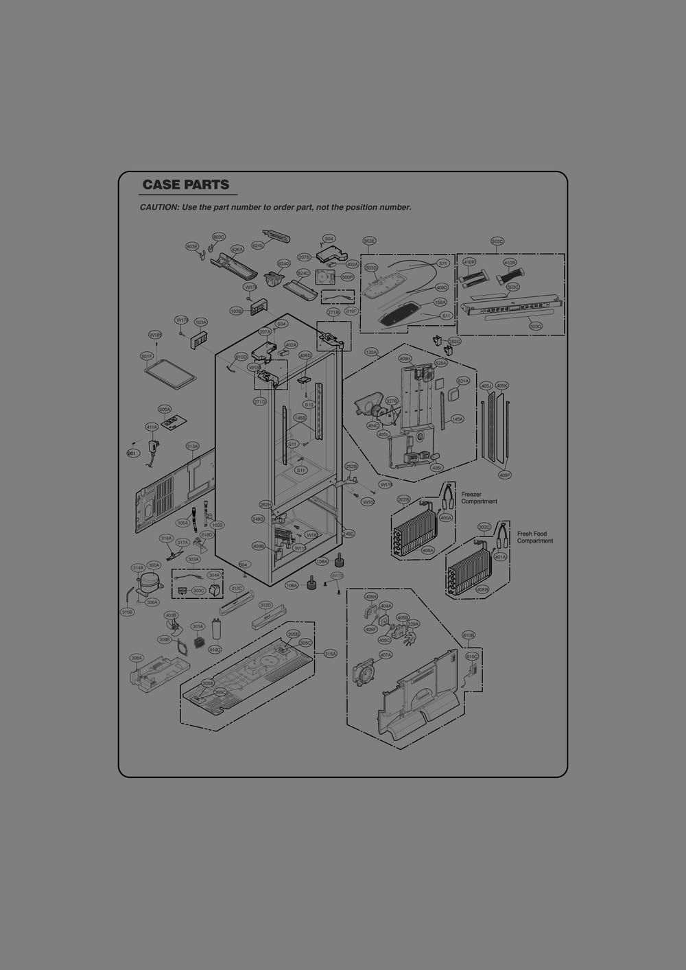 Case Parts Diagram and Parts List for GR-J268LSTM ASTCSE1 LG Refrigerator