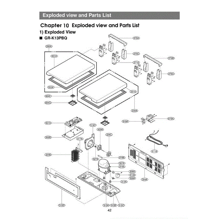 Section 1 Diagram and Parts List for GR-K13PBQ ASVCAST LG Refrigerator